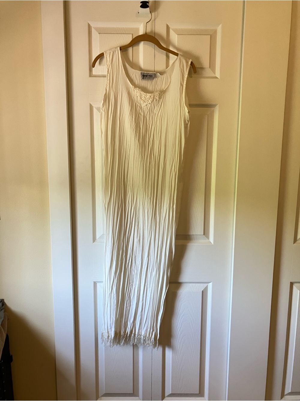 Sleeveless Cream Maxi Dress with Crochet Detail